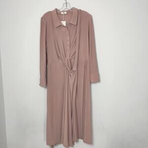 Koh Koh Blush Pink Twist Front Wrap Long Sleeve Maxi Dress 3X